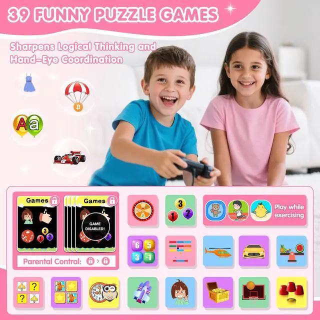 Alt view image 2 of 7 - Smart Watch for Kids with 39 Games Touchscreen Camera Video, Music Player, Pedometer, Calculator, Calendar, Stopwatch, Flashlight, Alarm Clock 12/24 hr, Birthday Gifts Toys for Girls Ages 3-12