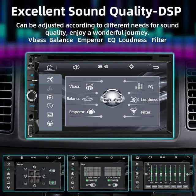 Alt view image 5 of 7 - Double Din Car Stereo with CD/DVD Player, 7-Inch Touch Screen, Bluetooth 5.2, CarPlay/Android Auto, Backup Camera, USB/TF Card Slots, FM Radio, AUX Input