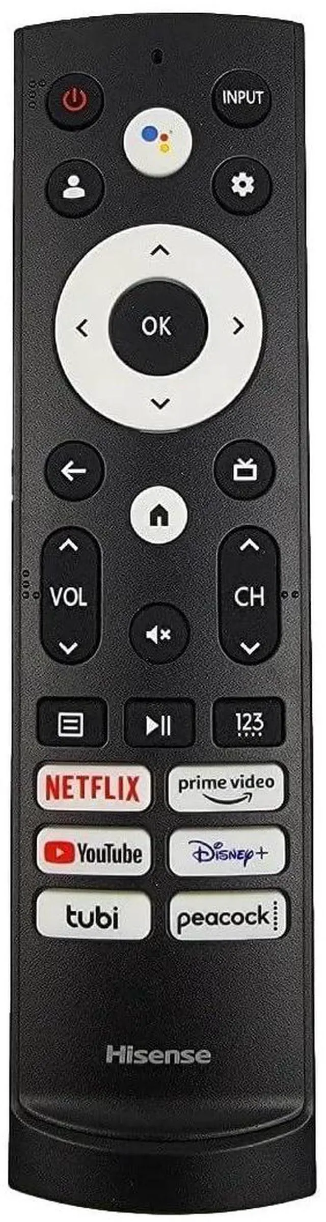 Main image of OEM Replacement Remote Control for All Hisense UHD 4K ULED Smart Google TVs with Voice Control 43A6H 50A6H 55A6H 65A6H 75A6H 50U6H 55U6H 65U6H 75U6H75U8H (Netflix/Prime/YouTube/Disney+/Tubi/Peacock)