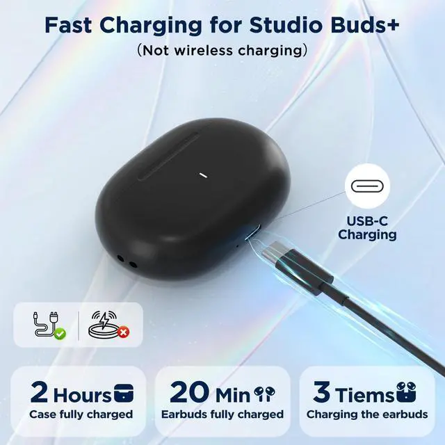 Alt view image 3 of 7 - Replacement Charging Case for Beats Studio Buds & Studio Buds+ | wiht Bluetooth Pairing Sync Button, 660mAh Built-in Battery, Long-Lasting Charging, Earbuds Not Included