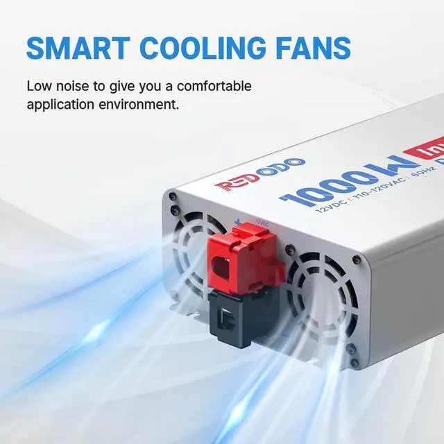 Alt view image 4 of 7 - Pure Sine Wave Inverter 1000W Convert DC 12V to AC 110V, Monitoring Screen Showing Real-Time Status, for Off-Grid Solar Power System, RV, Home Backup Power