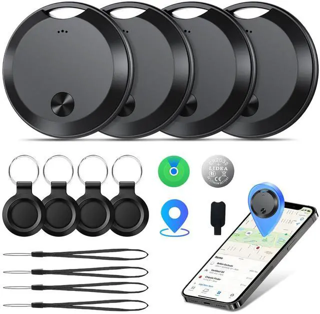 Main image of Air Tracker Tags-4 Pack: Smart Bluetooth Tracker, Item Finder Works with Apple Find My (iOS Only) App, Trakcer Tag Locator for Keys, Luggage, Satchel, weTag mini. (Not for Android Devices)