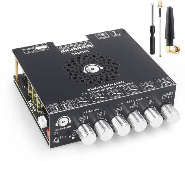 Main image of X400HS 2.1 Channel Bluetooth 5.0 Amplifier Board, TPA3223 Chip 200W+200W+400W Output, 12-42V DC with 6 Knob Controls, for DIY Subwoofer/Speaker/Home Theater Audio System