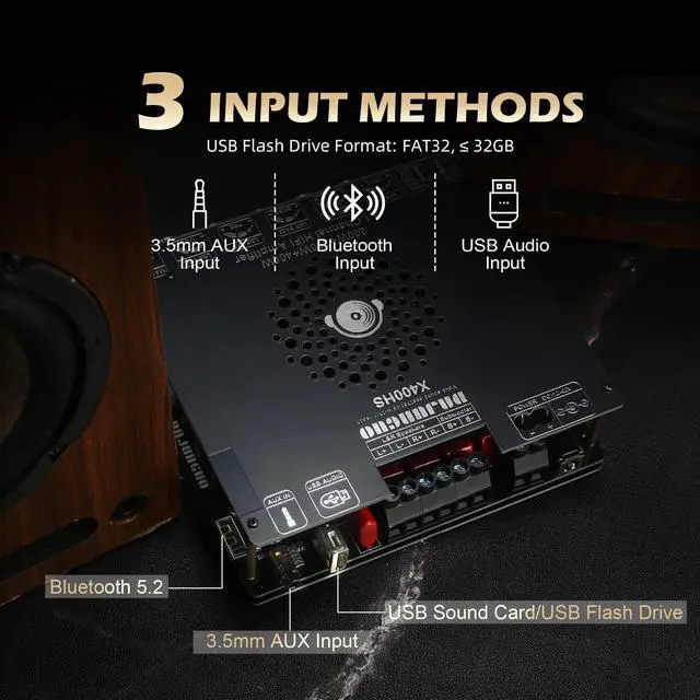 Alt view image 4 of 6 - X400HS 2.1 Channel Bluetooth 5.0 Amplifier Board, TPA3223 Chip 200W+200W+400W Output, 12-42V DC with 6 Knob Controls, for DIY Subwoofer/Speaker/Home Theater Audio System