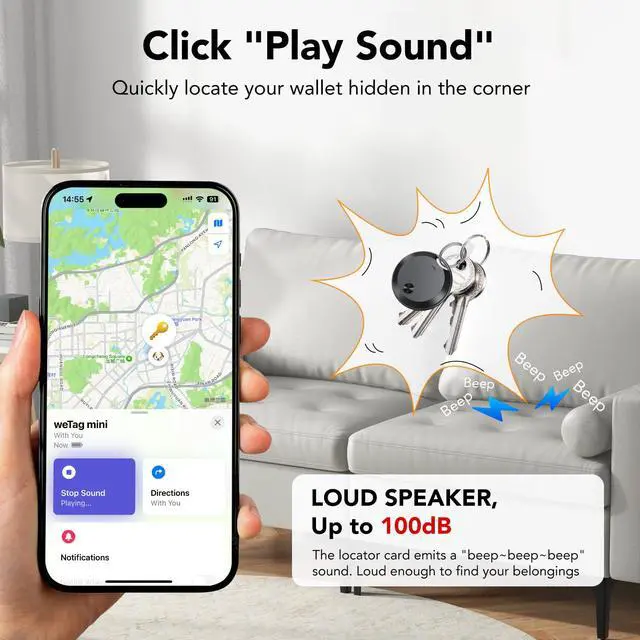 Alt view image 3 of 7 - Air Tracker Tags-4 Pack: Smart Bluetooth Tracker, Item Finder Works with Apple Find My (iOS Only) App, Trakcer Tag Locator for Keys, Luggage, Satchel, weTag mini. (Not for Android Devices)