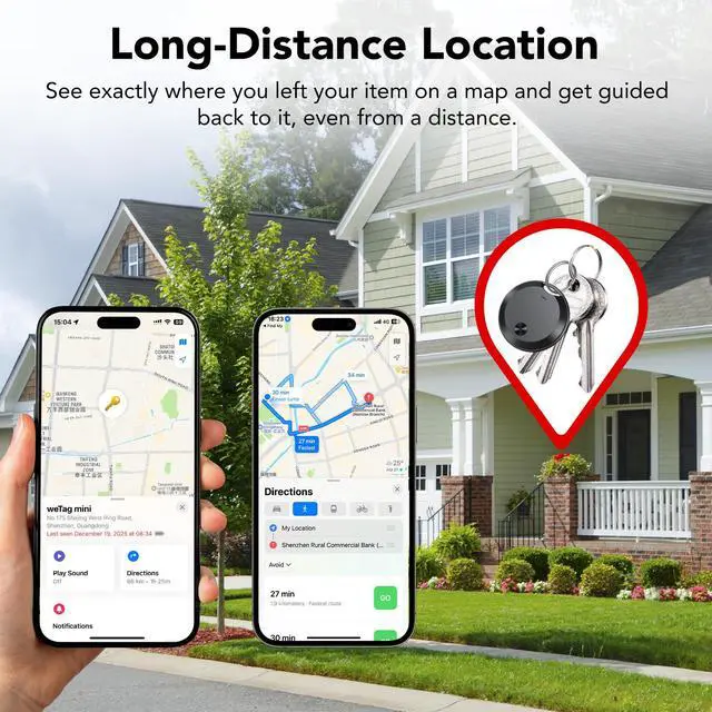 Alt view image 4 of 7 - Air Tracker Tags-4 Pack: Smart Bluetooth Tracker, Item Finder Works with Apple Find My (iOS Only) App, Trakcer Tag Locator for Keys, Luggage, Satchel, weTag mini. (Not for Android Devices)
