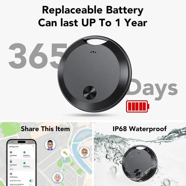 Alt view image 6 of 7 - Air Tracker Tags-4 Pack: Smart Bluetooth Tracker, Item Finder Works with Apple Find My (iOS Only) App, Trakcer Tag Locator for Keys, Luggage, Satchel, weTag mini. (Not for Android Devices)