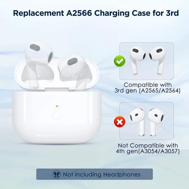 Alt view image 2 of 7 - Replacement Charge Case for AirPod 3rd Generation Charging Case, Wireless Airpod Charging Cases Only with Bluetooth Pairing Sync Button, Replacement Airpod 3rd Generation(Not Pro 3)