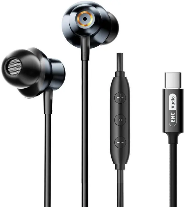 Main image of Wired Earbuds with ENC Noise Canceling Mic, Deep Bass Stereo Wired Earphones, Plug in USB C/Type C Headphones Compatible with iPhone 17/16/15, Samsung, Android, Gaming, Laptop, Clear Calls