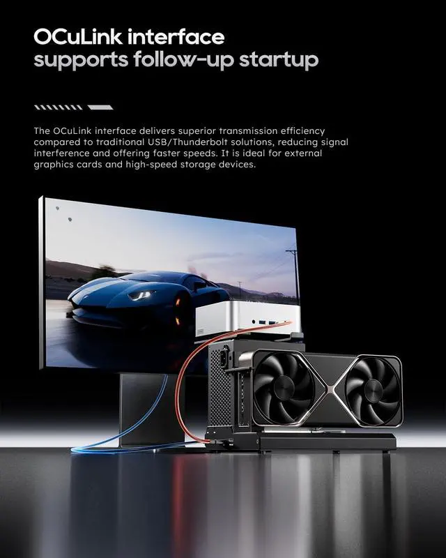 Alt view image 6 of 7 - EG02 External GPU Docking Station, Dual Thunderbolt 5 + OCuLink(PCIe4.0x4), Support ATX/SFX Power Supply, Supports Mainstream NVIDIA and AMD Graphics Cards