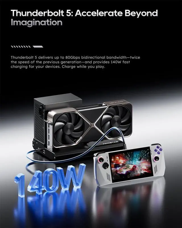 Alt view image 4 of 7 - EG02 External GPU Docking Station, Dual Thunderbolt 5 + OCuLink(PCIe4.0x4), Support ATX/SFX Power Supply, Supports Mainstream NVIDIA and AMD Graphics Cards