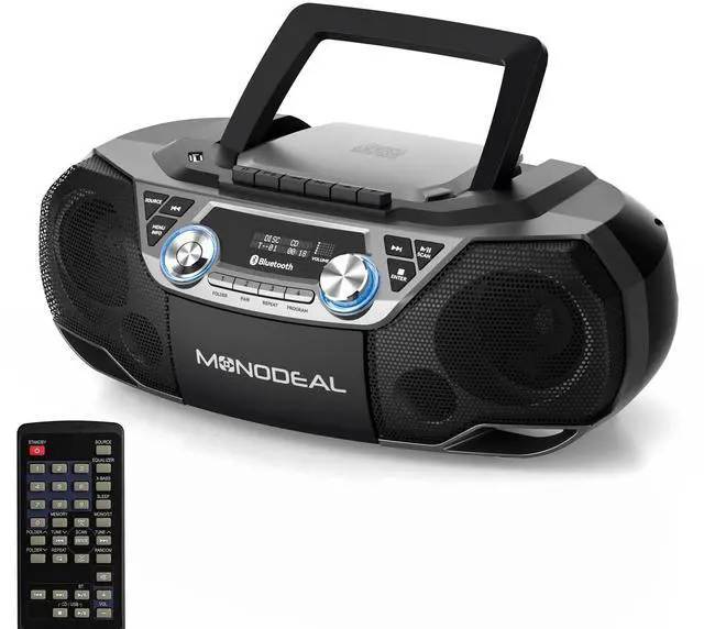 Main image of CD Player & Cassette Tape Player with Bluetooth | Powerful Stereo with X-BASS,CD and Cassette Player Combo,FM/USB/AUX & Remote, Tape Recording, Sleep Timer, AC/DC Powered