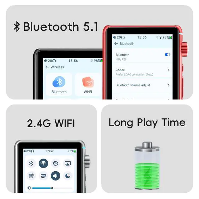 Alt view image 6 of 7 - R3 II 2025 Hi-Res Audio Player - Dual DAC Chips, MQA Decoding, Qobuz/Tidal Player with Bluetooth 5.1, 3.5mm SE/4.4mm BAL Ports | Up to 2TB Expandable Storage