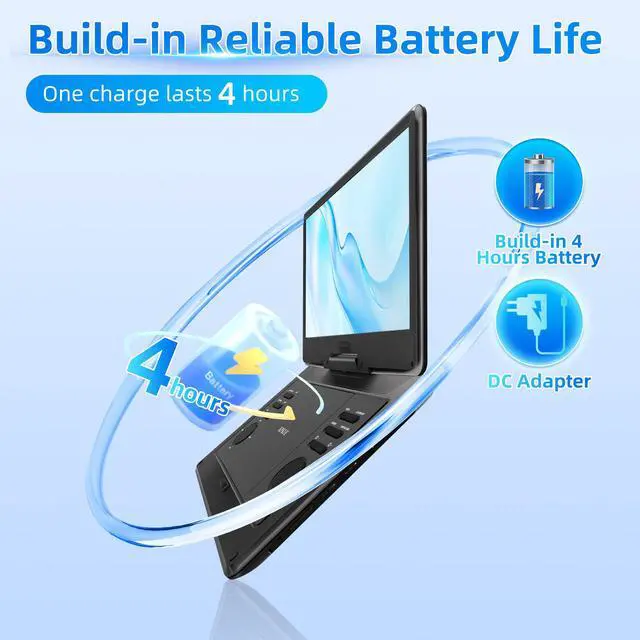 Alt view image 6 of 7 - 15.6" FHD Portable DVD Player with 13.3" Swivel Screen, 1920 * 1080P Car Player for Kids, 4 Hours Rechargeable Battery Support USB/SD Card, Multiple Disc Formats, Type-C/HDMI Port Dual Speakers