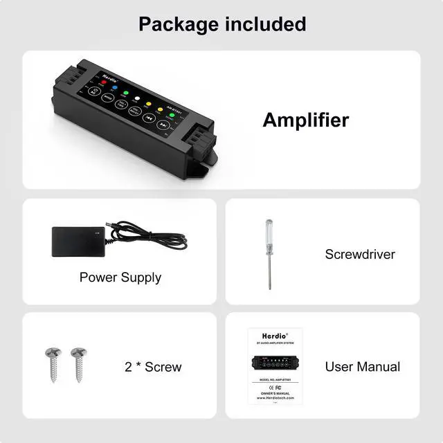 Alt view image 5 of 7 - 4-Channel Amplifier Bluetooth 5.0 Amp Receiver 200W Power Output with 19V3A AC-DC Power Supply Wall Mounting,USB/MIC/AUX/TWS,for Home/Garage/Ceiling/Passive Speakers (40W Each Channel)