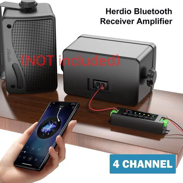 Alt view image 6 of 7 - 4-Channel Amplifier Bluetooth 5.0 Amp Receiver 200W Power Output with 19V3A AC-DC Power Supply Wall Mounting,USB/MIC/AUX/TWS,for Home/Garage/Ceiling/Passive Speakers (40W Each Channel)