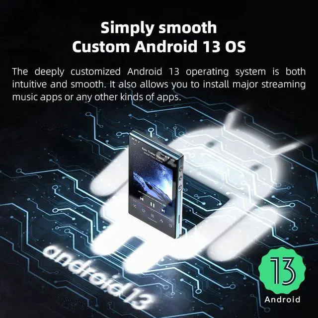 Alt view image 2 of 7 - 160G MP3 Player, /FiiO JM21(3+32G) Android 13 Hi-Res Music Player with Snapdragon 680, Bluetooth WiFi USB DAC 12.5H Playtime, up to 2TB (Black with 128G SD Card)