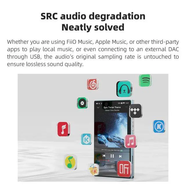 Alt view image 6 of 7 - 160G MP3 Player, /FiiO JM21(3+32G) Android 13 Hi-Res Music Player with Snapdragon 680, Bluetooth WiFi USB DAC 12.5H Playtime, up to 2TB (Black with 128G SD Card)