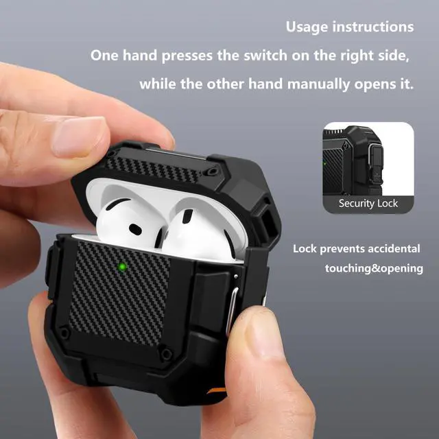 Alt view image 3 of 7 - for AirPods 4 Case, Compatible with Apple AirPods 4th Generation Case Cover with Secure Lock& Keychain &Cleaner Kit, Full Body Shockproof Protective Case Hard Shell (2024)