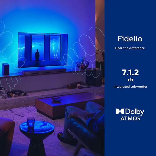 Alt view image 2 of 7 - Fidelio FB1 7.1.2-Channel Surround Sound Soundbar with Integrated Dolby Atmos and Subwoofer + DTS Play-Fi, All-in-One, Premium Design and Materials