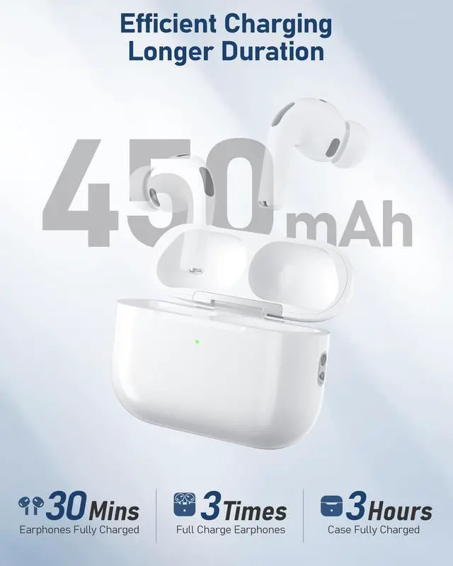 Alt view image 6 of 7 - Wireless Charging Case Compatible with AirPods Pro 3 (White) | Replacement Charger Case, Touch-Control Bluetooth Pairing, USB-C Charging Port, Earbuds Not Included, 2025 Released