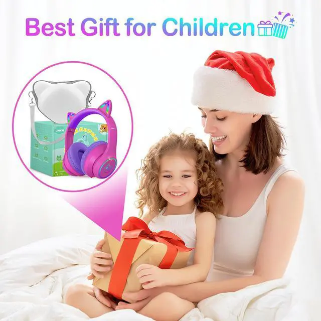 Alt view image 6 of 7 - Bluetooth 5.4 Kids Headphones with Case - RGB LED Light Up Cat Ears Foldable Adjustable Over Ear Headphone Support Wireless or 3.5mm Wired Mode for Toddler & Girls & Boys Teens