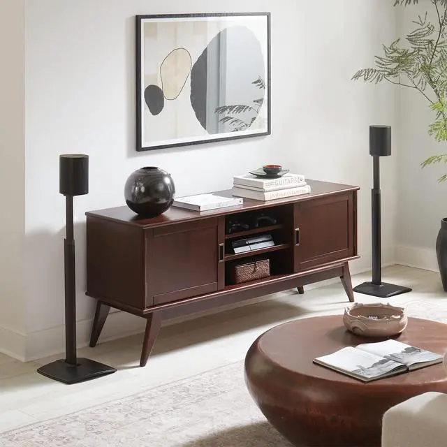 Alt view image 6 of 7 - Height-Adjustable Speaker Stands Pair for Sonos Era 100 - Premium Speaker Stand w/Durable Steel Design & Built-in Cable Managment - Easy DIY Install - Black