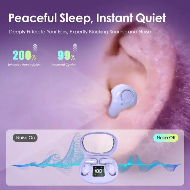 Alt view image 2 of 7 - Mini Wireless Sleep Earphones, Designed for Side Sleepers Invisible Flat Earbuds, Comfortable for Small Ears, Discreet in-Ear Design, Skin-Friendly, Ideal for Women and Work Use (Black)
