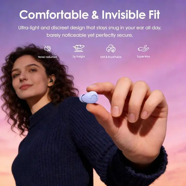 Alt view image 4 of 7 - Mini Wireless Sleep Earphones, Designed for Side Sleepers Invisible Flat Earbuds, Comfortable for Small Ears, Discreet in-Ear Design, Skin-Friendly, Ideal for Women and Work Use (Black)