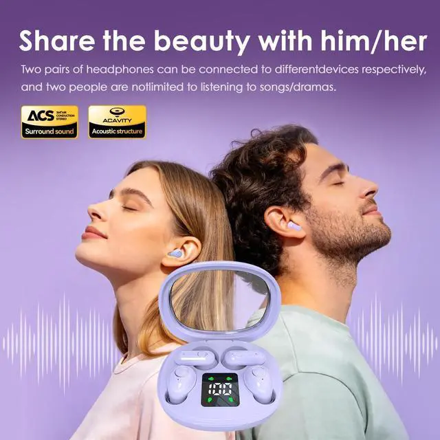 Alt view image 5 of 7 - Mini Wireless Sleep Earphones, Designed for Side Sleepers Invisible Flat Earbuds, Comfortable for Small Ears, Discreet in-Ear Design, Skin-Friendly, Ideal for Women and Work Use (Black)