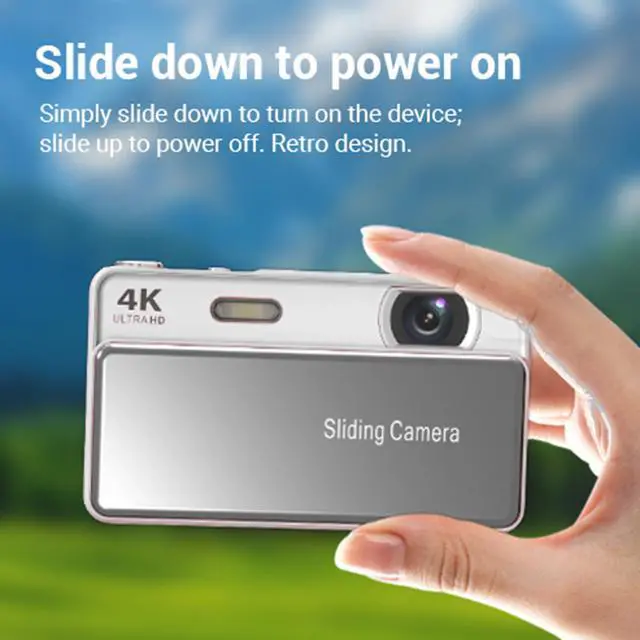 Alt view image 6 of 7 - 4K Sliding Digital Camera, 64MP HD Auto Focus 16X Zoom Retro CCD Camera with 2.8 Inch Screen, Vlogging for Photography and Video (Silver)