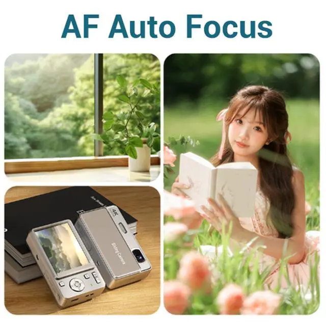 Alt view image 7 of 7 - 4K Sliding Digital Camera, 64MP HD Auto Focus 16X Zoom Retro CCD Camera with 2.8 Inch Screen, Vlogging for Photography and Video (Silver)