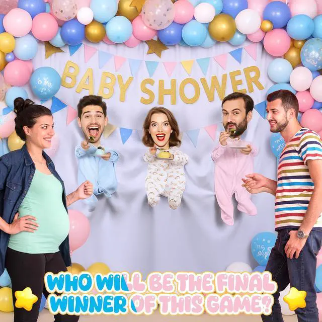 Alt view image 4 of 7 - Baby Shower Game Feed Me Baby Funniest Game Ever for Gender Reveals Feed Blindfolded Shower Funny Activities Gender Reveals Party Supplies Boy or Girl Banner Backdrop Photo Prop(3 Group)
