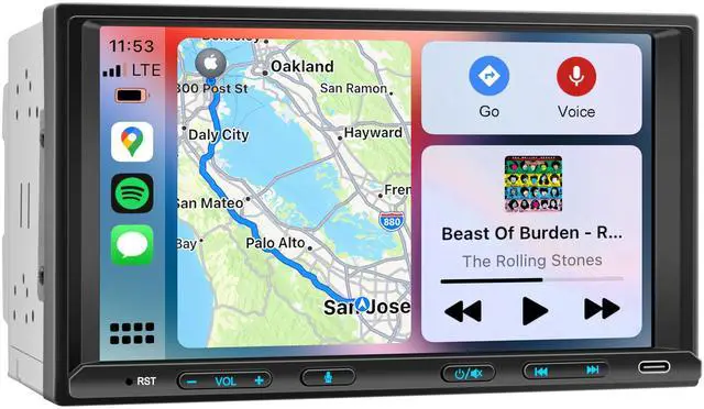 Main image of Double Din Car Stereo Wireless Apple CarPlay Android Auto, 7in Double Din Radio with Bluetooth, Mirror Link, Rearview Camera, Subwoofer/SWC/FM