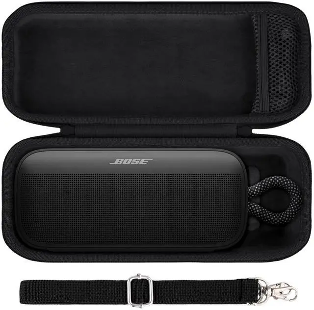 Main image of for Bose SoundLink Plus Portable Speaker Hard Protective Case, Black | Detachable Shoulder Strap, Reinforced Hand Strap, Easy Carrying, Dual Mesh Pockets, Cable Organization