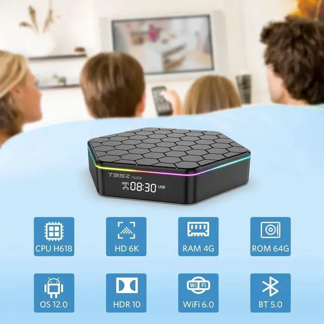 Alt view image 4 of 7 - Android TV Box 12.0 4GB RAM 64GB ROM Allwinner H618 Smart Android Box Support HD 6K/H.265 100M Ethernet 2.4/5G Dual WiFi BT 5.0