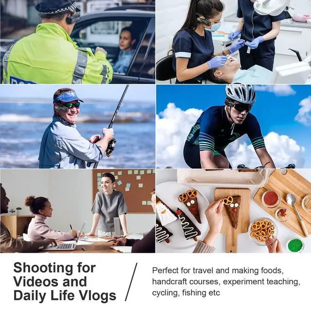 Alt view image 7 of 7 - EP8 Head Mounted Camera, 4K 60FPS Video Camera | 2-Axis Gimbal Stabilizer | Wearable Camcorder for Vlogging | WiFi & Remote Control | Includes 64GB Card
