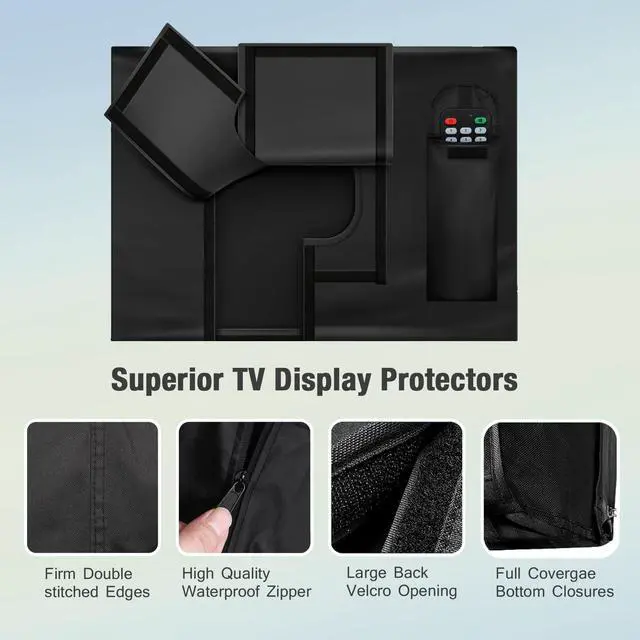 Alt view image 3 of 6 - 600D Heavy Duty Outdoor TV Cover for 40-43 inch TV, Upgraded Waterproof and Dustproof TV Screen Protectors with Zipper for Outside