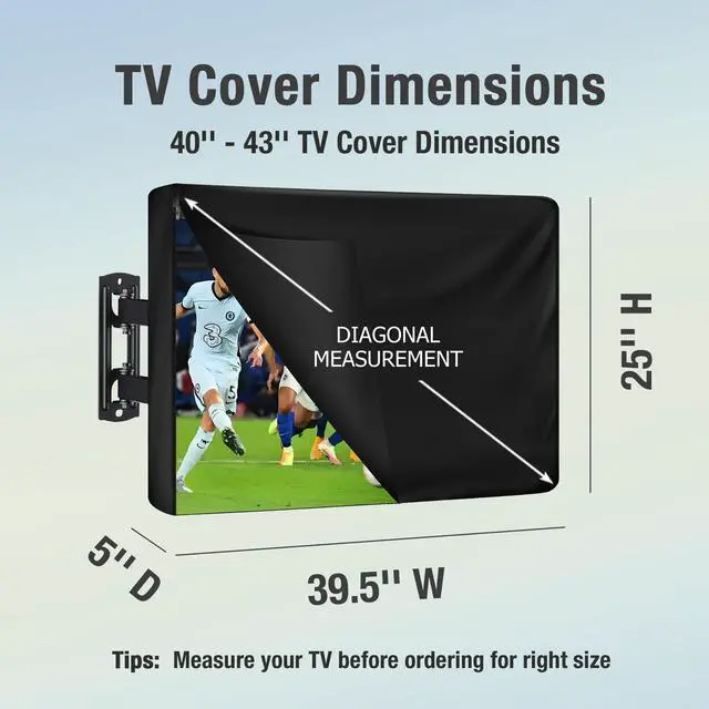 Alt view image 2 of 6 - 600D Heavy Duty Outdoor TV Cover for 40-43 inch TV, Upgraded Waterproof and Dustproof TV Screen Protectors with Zipper for Outside