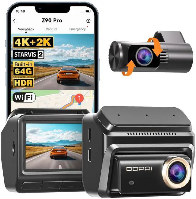 Main image of 4K Dash Cam Front and Rear, STARVIS 2 IMX678, Built-in 64G eMMC Dual HDR Car Camera, WiFi Dash Camera for Cars with GPS,AI ISP Night Vision 2.0,3" IPS,ADAS,24H Parking Mode,Support 512GB,Z90 Pro