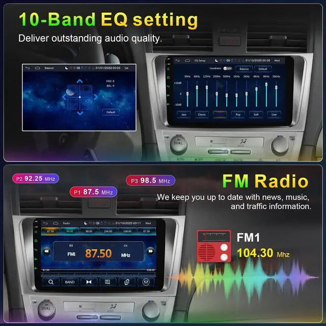 Alt view image 5 of 7 - Car Radio for Toyota Camry 2006 2007 2008 2009 2010 2011 (fit JBL or no JBL, 9 Inch Camry Car Stereo with Wireless CarPlay/Android Auto, Navigation AM FM Radio Linux