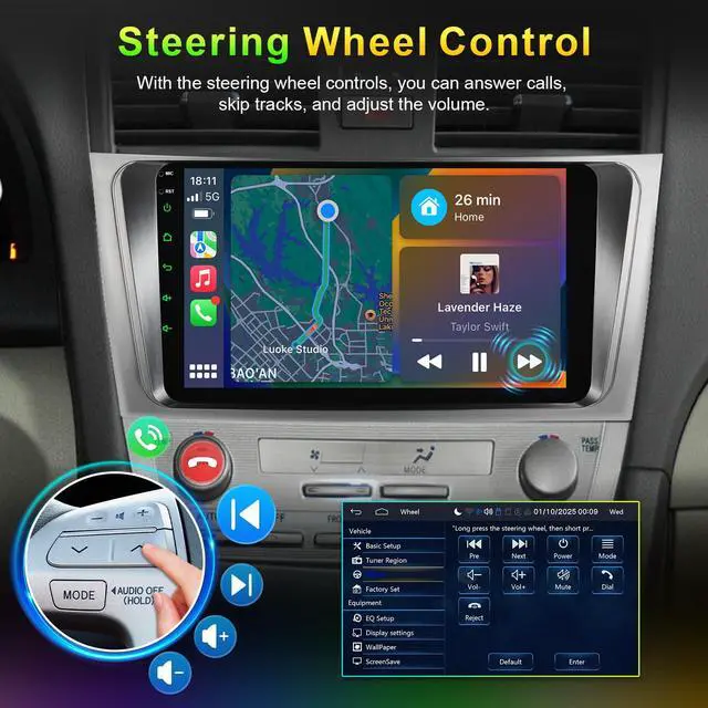 Alt view image 7 of 7 - Car Radio for Toyota Camry 2006 2007 2008 2009 2010 2011 (fit JBL or no JBL, 9 Inch Camry Car Stereo with Wireless CarPlay/Android Auto, Navigation AM FM Radio Linux