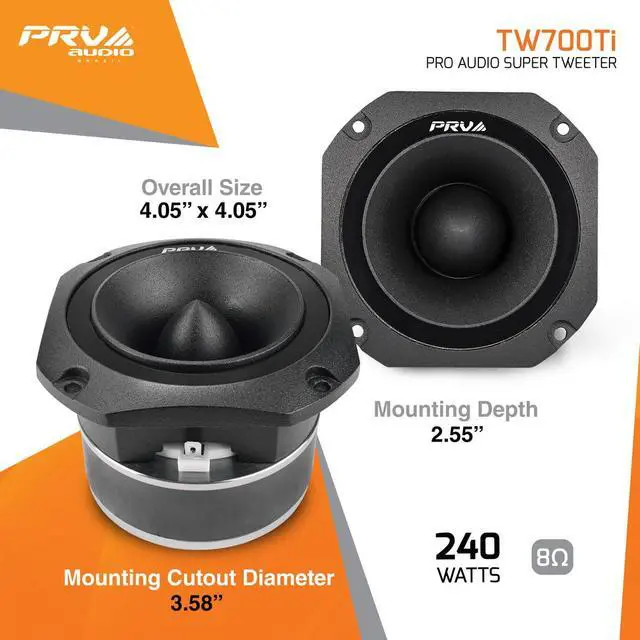 Alt view image 3 of 7 - TW700Ti Black 4 Inch Titanium Bullet Tweeter TW700Ti 240 Watts, 8 Ohm Super Tweeter, Built-in Capacitor Pro Audio High Frequency Driver (2 Tweeters)