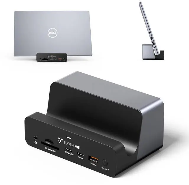 Main image of 18-in-1 Laptop Docking Station Triple 4K with 150W Power Supply | USB C Laptop Docking Station Stand with 2.5Gbps Ethernet, 2×4K@60Hz HDMI & DP, 8 USB C/A Ports, for Windows/Dell/HP Laptops