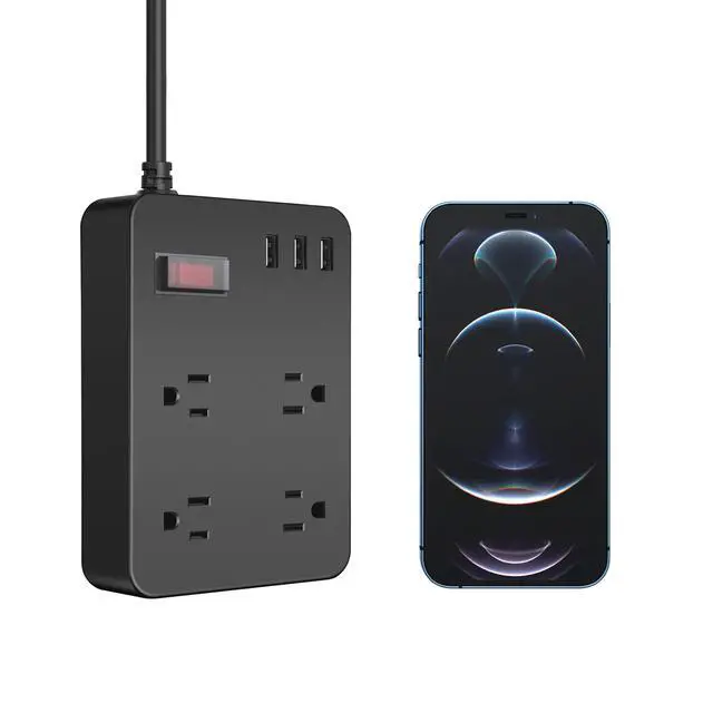 Alt view image 7 of 7 - Outdoor Power Strip Weatherproof,Waterproof Surge Protector with 4 Outlets,3 USB,Shockproof Overload Protection, Multi Outlet Extension for Camping, Garden, Kitchen, Bathroom, 6ft Cord,with Flat Plug