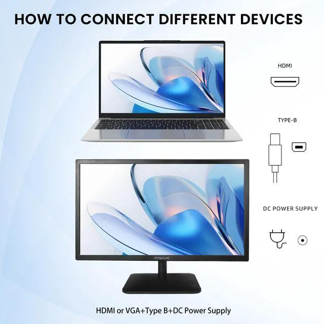 Alt view image 4 of 7 - 21.5" Monitor 1080P IPS 10-Point Touch with HDMI VGA Type-B | Touchscreen Monitor with 10-Points 75Hz VESA 100mm Support 178° Wide Viewing Angle