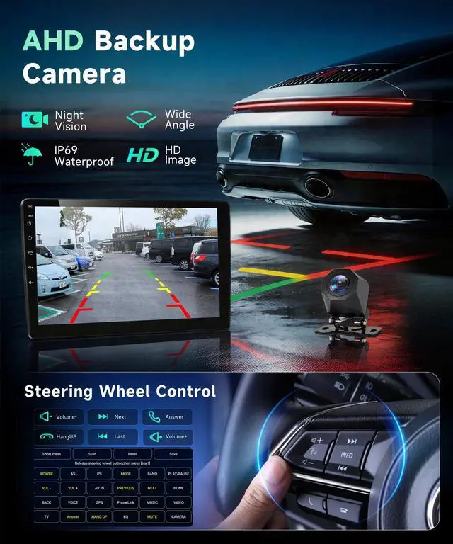 Alt view image 7 of 7 - 2G+64G Android 13 Car Stereo for Honda Civic 2001-2005 with Wireless Carplay Android Auto, 9 Inch Touch Screen Radio Support GPS, WiFi, Bluetooth, FM, SWC, Backup Camera
