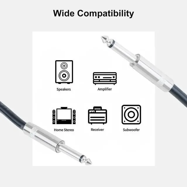 Alt view image 3 of 6 - 2PCS Professional 15 Feet 12 Gauge 1/4 Inch to 1/4 Inch Male Speaker Cables - 15ft 12AWG 6.35mm Stereo Audio Wires DJ Cables - 2 Pack