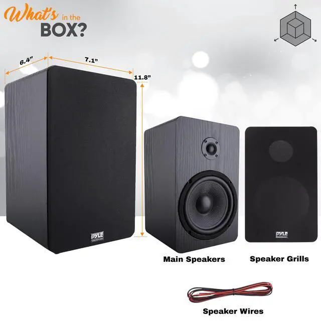 Alt view image 7 of 7 - Usa Wood Bookshelf Speaker - 200W Peak - 6.5 in Woofer -.75mm Dome Tweeter - Wall-Mountable Passive Home Theater Satellite - Audiophile Components - Superior Sound - PSMSP6 - Black, Pair