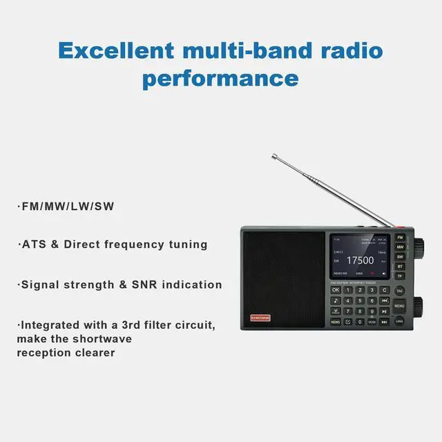Alt view image 6 of 7 - LC90 Mini Multi-Band Smart Internet Radio Portable AM/FM/SW/MW | 40k+ Global Internet Radio Stations with Stortwave SSB Receiver,Bluetooth,TF Card,All World Radios,digital radio, choyoung